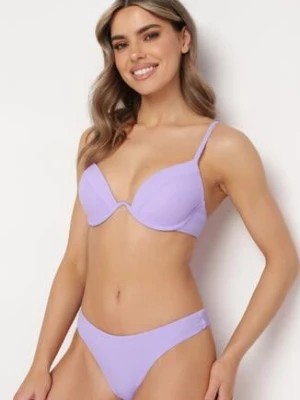 Zdjęcie produktu Fioletowe Bikini Biustonosz z Usztywnianymi Miseczkami i Majtki Typu Figi Regulowanymi Ramiączkami Ellati
