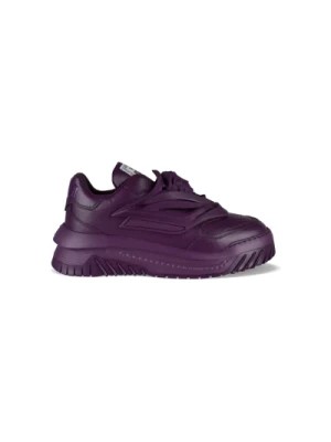 Zdjęcie produktu Fioletowe Skórzane Sneakersy z Głową Meduzy Versace