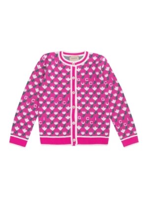 Zdjęcie produktu Fioletowy Sweter Dziecięcy z Kwiatowym Wzorem Gucci