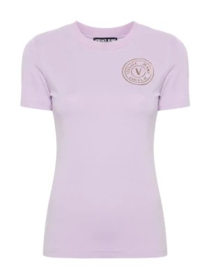 Zdjęcie produktu Fioletowy T-shirt z logo Versace Jeans Couture