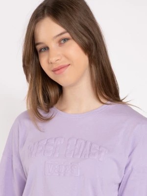 Zdjęcie produktu Fioletowy t-shirt z ozdobnym nadrukiem