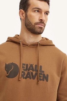 Zdjęcie produktu Fjallraven bluza dresowa Fjällräven Logo kolor brązowy z kapturem z nadrukiem F84144.265