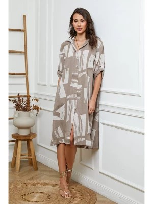 Zdjęcie produktu La Compagnie Du Lin Lniana sukienka w kolorze beżowym rozmiar: XL