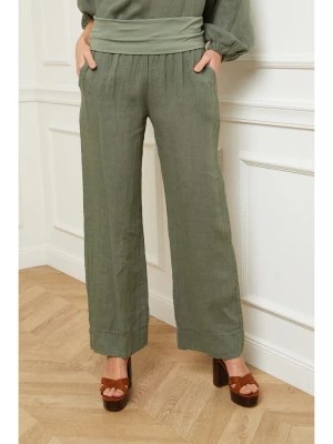 Zdjęcie produktu Fleur de Lin Lniane spodnie "Astrid" w kolorze khaki rozmiar: S
