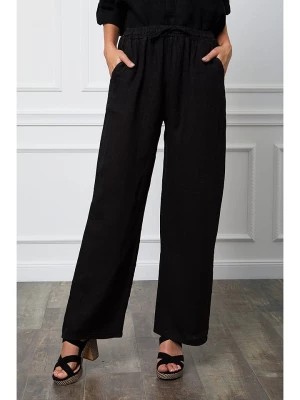 Zdjęcie produktu La Compagnie Du Lin Lniane spodnie "Honas" w kolorze czarnym rozmiar: L