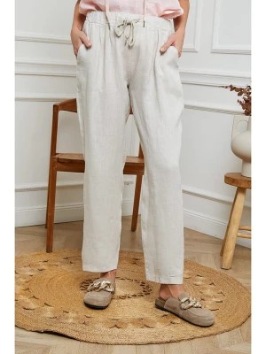 Zdjęcie produktu La Compagnie Du Lin Lniane spodnie w kolorze kremowym rozmiar: XL