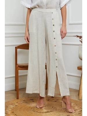 Zdjęcie produktu Fleur de Lin Lniane spodnie w kolorze kremowym rozmiar: XXL