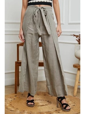 Zdjęcie produktu Fleur de Lin Lniane spodnie w kolorze szarobrązowym rozmiar: L