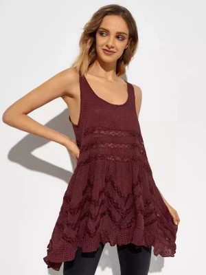 Zdjęcie produktu Free People Bordowy top z koronką Voile and Lace