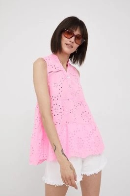 Zdjęcie produktu Frieda & Freddies bluzka bawełniana damska kolor różowy gładka