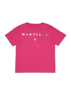 Zdjęcie produktu Fuchsia Dziecięcy T-shirt z Srebrnym Nadrukiem Logo Maison Margiela