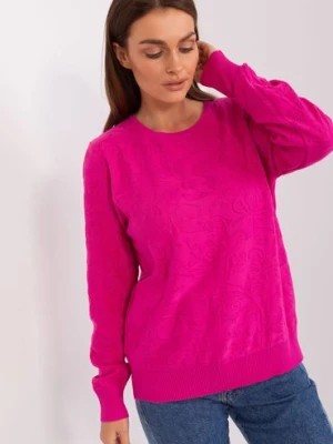 Zdjęcie produktu Fuksjowy damski sweter damski klasyczny we wzory