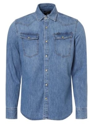 Zdjęcie produktu G-Star RAW Męska koszula jeansowa Mężczyźni Slim Fit Jeansy niebieski jednolity kołnierzyk kent,