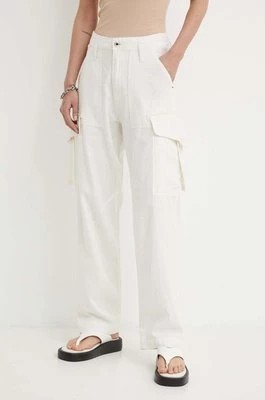 Zdjęcie produktu G-Star Raw spodnie damskie kolor beżowy proste high waist D24598-D454