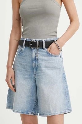 Zdjęcie produktu G-Star Raw szorty jeansowe damskie kolor niebieski gładkie high waist D24370-D436