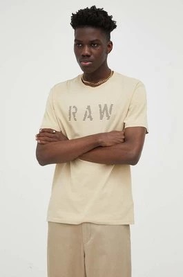 Zdjęcie produktu G-Star Raw t-shirt bawełniany kolor beżowy z nadrukiem
