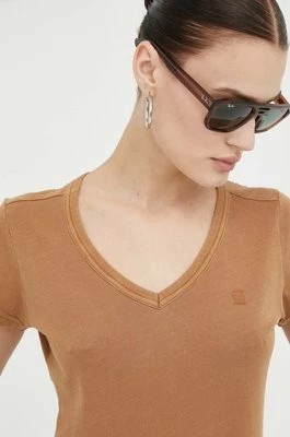 Zdjęcie produktu G-Star Raw t-shirt bawełniany kolor brązowy