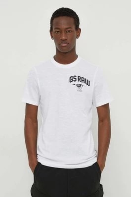 Zdjęcie produktu G-Star Raw t-shirt bawełniany męski kolor biały z nadrukiem