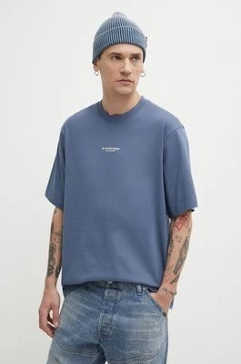 Zdjęcie produktu G-Star Raw t-shirt bawełniany męski kolor granatowy z aplikacją