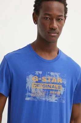 Zdjęcie produktu G-Star Raw t-shirt bawełniany męski kolor niebieski z nadrukiem D24682-C506