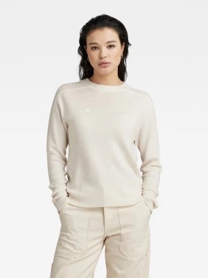 Zdjęcie produktu G-Star Sweter wełniany "Core" w kolorze kremowym rozmiar: M