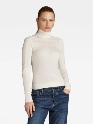 Zdjęcie produktu G-Star Sweter wełniany "Core" w kolorze kremowym rozmiar: M