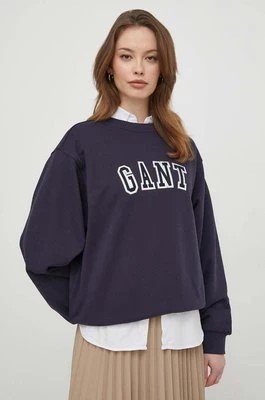 Zdjęcie produktu Gant bluza bawełniana damska kolor granatowy z aplikacją