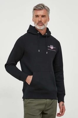 Zdjęcie produktu Gant bluza męska kolor czarny z kapturem z aplikacją