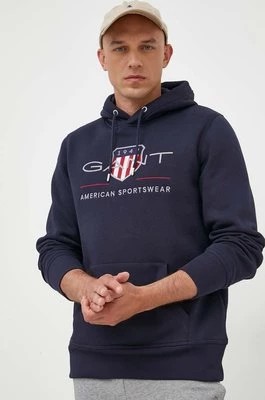 Zdjęcie produktu Gant bluza męska kolor granatowy z kapturem z aplikacją