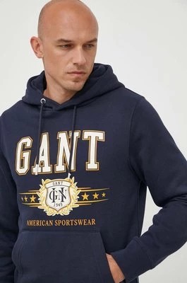 Zdjęcie produktu Gant bluza męska kolor granatowy z kapturem z nadrukiem
