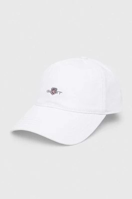 Zdjęcie produktu Gant czapka z daszkiem bawełniana kolor biały z aplikacją