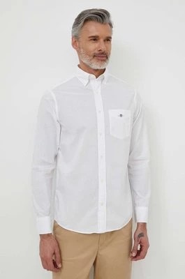 Zdjęcie produktu Gant koszula bawełniana męska kolor biały regular z kołnierzykiem button-down