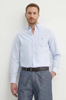 Zdjęcie produktu Gant koszula bawełniana męska kolor niebieski regular z kołnierzykiem button-down