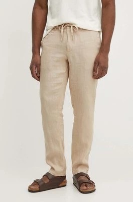 Zdjęcie produktu Gant spodnie lniane kolor beżowy w fasonie chinos