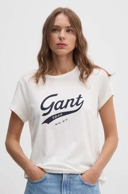 Zdjęcie produktu Gant t-shirt bawełniany damski kolor beżowy 4200482