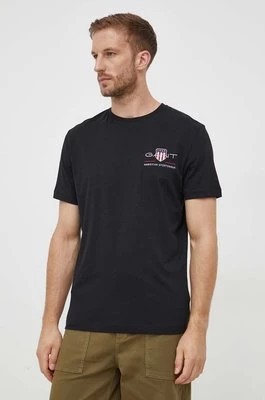 Zdjęcie produktu Gant t-shirt bawełniany kolor czarny z aplikacją