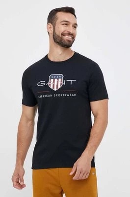 Zdjęcie produktu Gant t-shirt bawełniany kolor czarny z nadrukiem
