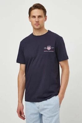 Zdjęcie produktu Gant t-shirt bawełniany kolor granatowy z aplikacją