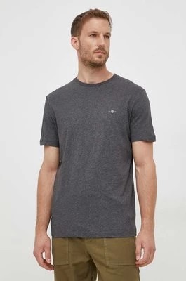 Zdjęcie produktu Gant t-shirt bawełniany kolor szary gładki