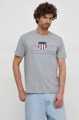 Zdjęcie produktu Gant t-shirt bawełniany kolor szary z nadrukiem