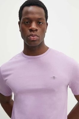 Zdjęcie produktu Gant t-shirt bawełniany męski kolor różowy gładki