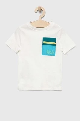Zdjęcie produktu GAP t-shirt bawełniany dziecięcy kolor biały z aplikacją