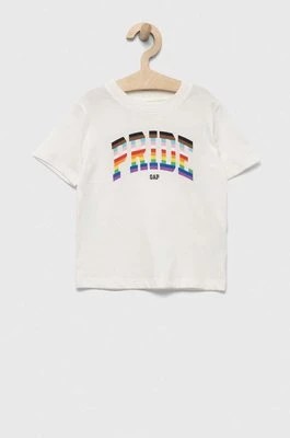 Zdjęcie produktu GAP t-shirt bawełniany dziecięcy kolor biały z nadrukiem