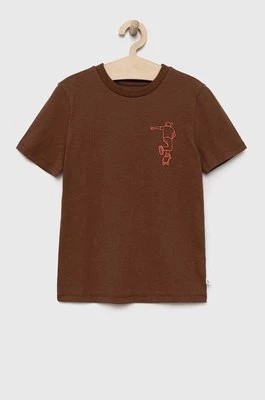 Zdjęcie produktu GAP t-shirt bawełniany dziecięcy kolor brązowy z nadrukiem