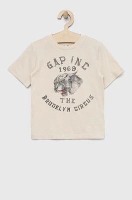 Zdjęcie produktu GAP t-shirt bawełniany dziecięcy x BKC kolor beżowy gładki