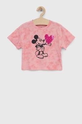Zdjęcie produktu GAP t-shirt bawełniany dziecięcy x Myszka Miki kolor różowy