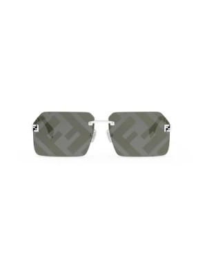Zdjęcie produktu Geometryczne Metalowe Okulary Przeciwsłoneczne z Sitodrukowanymi Soczewkami Fendi