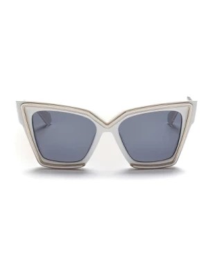 Zdjęcie produktu Geometryczne okulary przeciwsłoneczne w stylu kocich oczu w kolorze białym/jasnozłotym Valentino