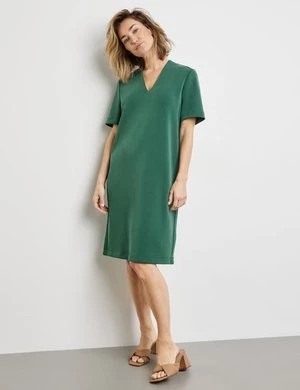 Zdjęcie produktu GERRY WEBER Damski Lejąca sukienka Półrękawek w serek Zielony Jednokolorowy