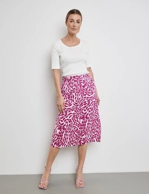 Zdjęcie produktu GERRY WEBER Damski Wzorzysta lniana spódnica z rozcięciem 76cm Różowy Wzorzysty